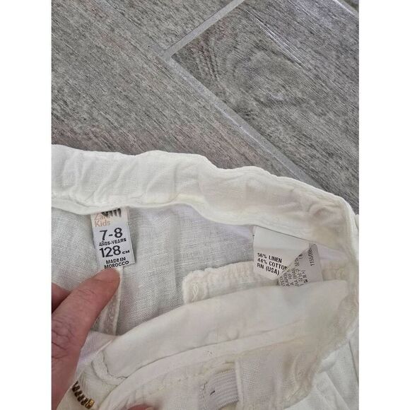 Girls Zara White Linen Blend Pants Size 7/8‎ - Picture 4 of 6
